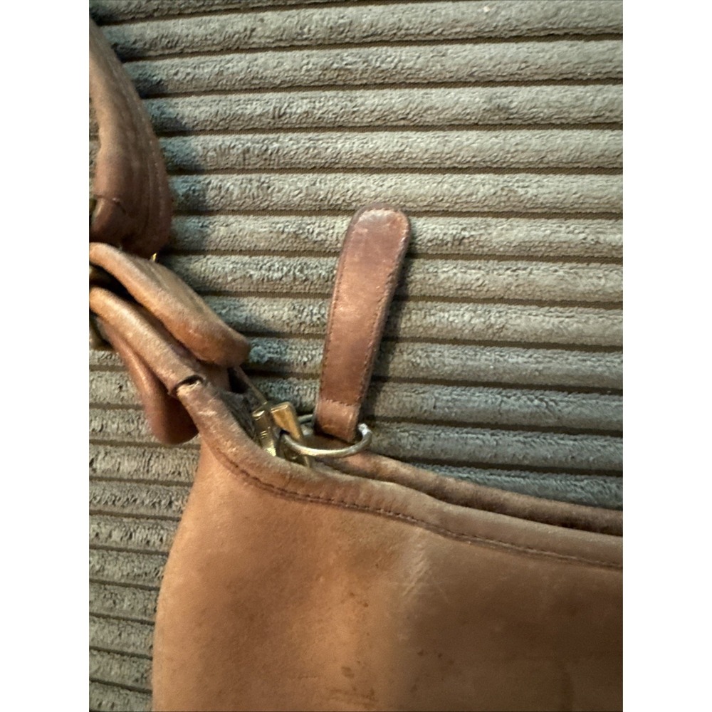 RARE Coach Purse NYC Vintage 80s Tan Leather Bag Brown Chunky Zipper - Picture 7 of 16